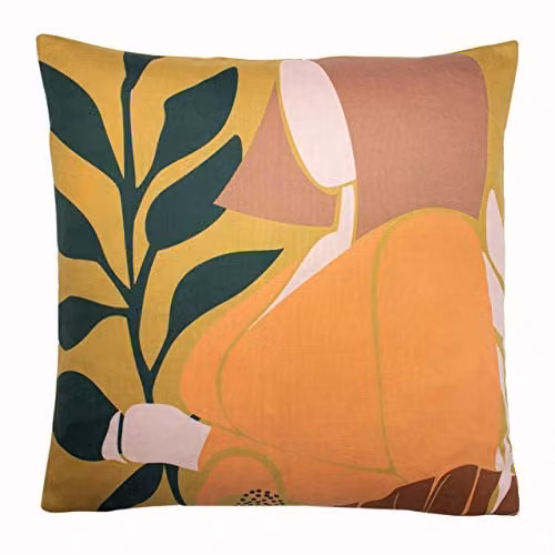 Riva Home Multicolour Floral Square Velvet Cushion with Removable Washable Polyester Filling, 50 x 50 cm