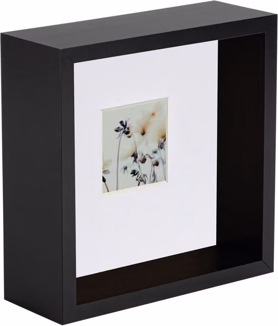 Nicola Spring 3D Deep Box Photo Frame with White Mount in Black, Square