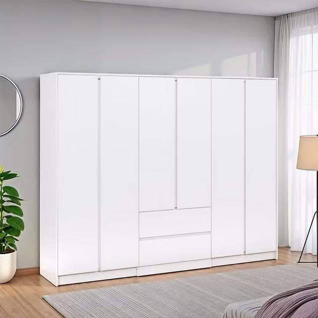 Seconique Malvern Modern 6 Door 2 Drawer Wardrobe in White