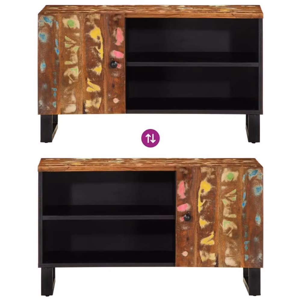 Berkfield Home Industrial TV Cabinet in Brown, Made from Reclaimed and Engineered Wood, W/D/H: 80 x 33 x 46 cm – 5