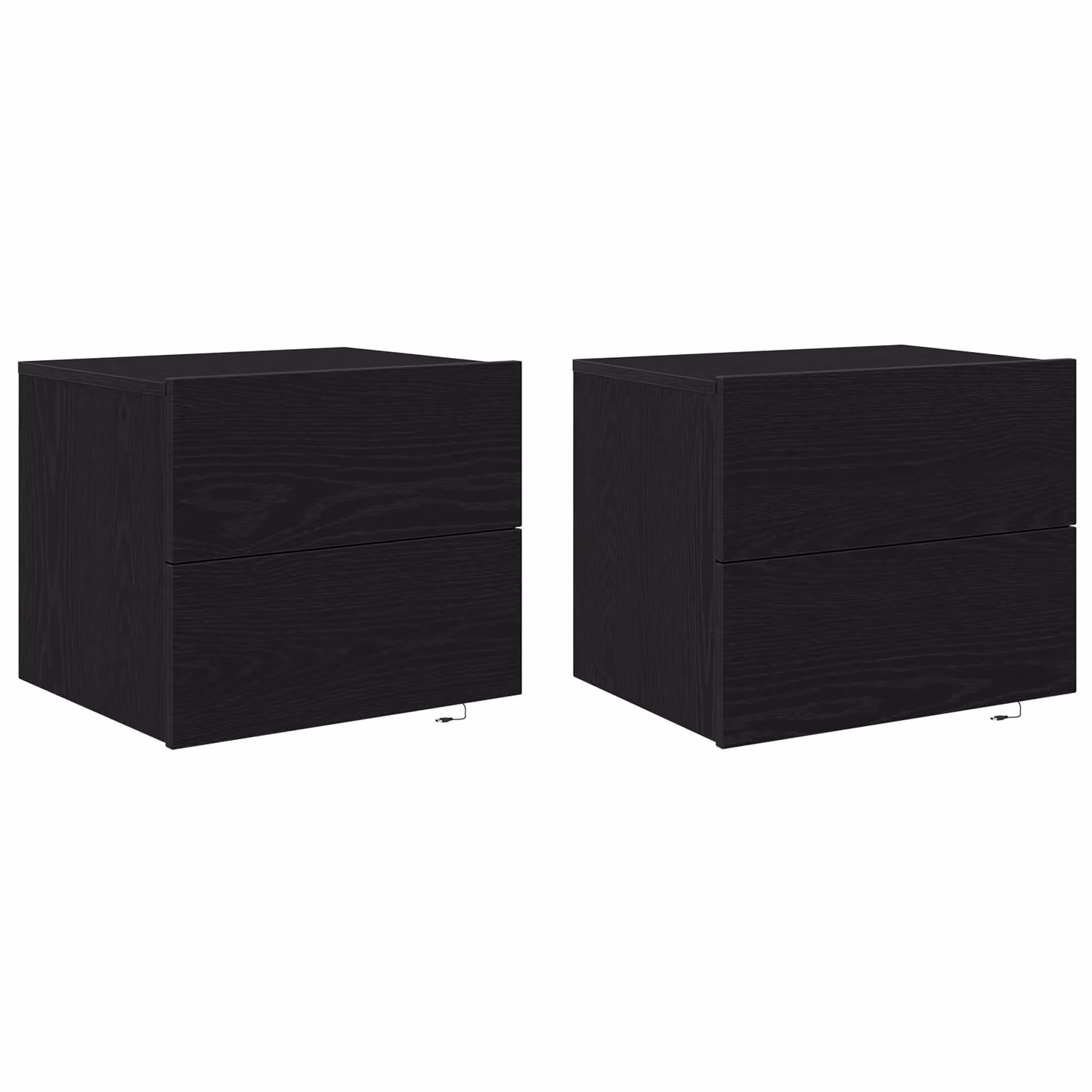 Berkfield Home Set of 2 Wall-Mounted Bedside Cabinets with Integrated LED Lights in Black Oak Matt – 2