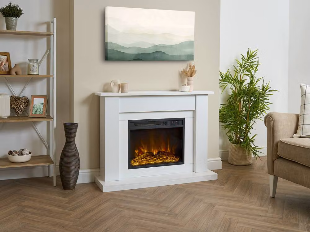 Adam Fires & Fireplaces Sureflame Banbury 43 Inch Electric Fireplace Suite in White – 2