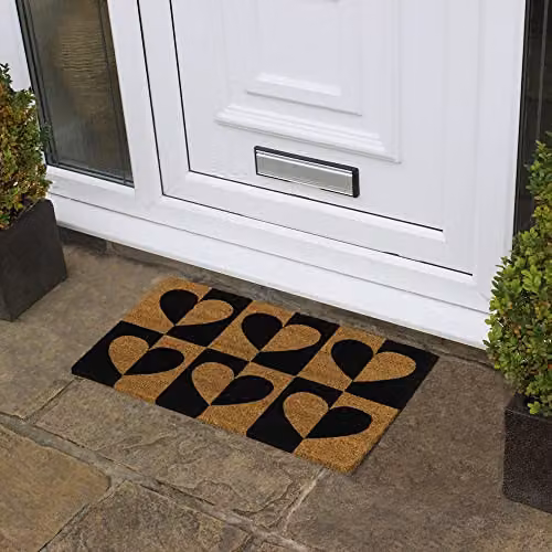 JVL Heart to Heart Coir Door Mat, Brown/Beige, W/D/H: 70 x 40 x 1.5 cm – 2