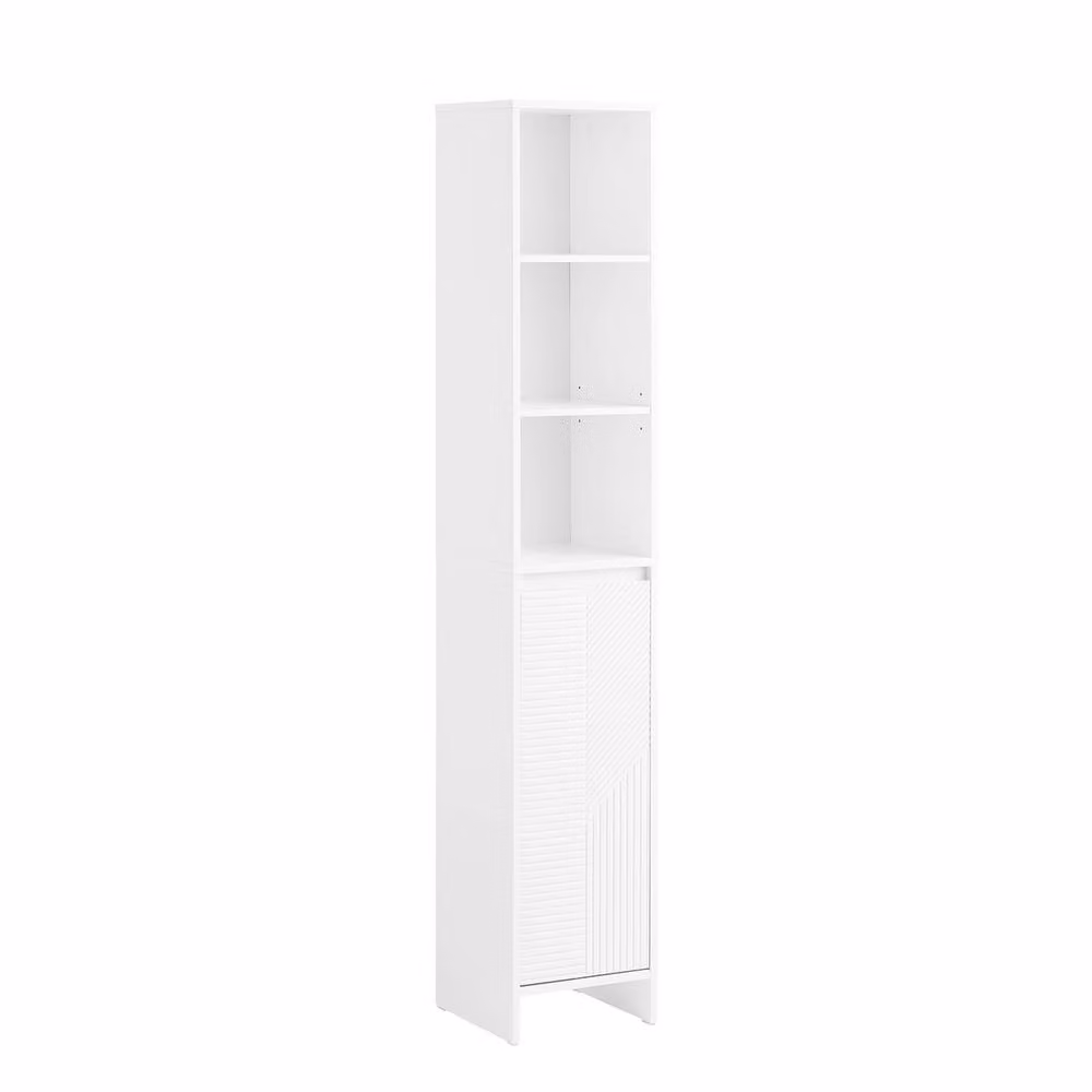 SoBuy Modern Slim Tall Bathroom and Hallway Cabinet in White with Internal Shelves and Hinged Doors – 2
