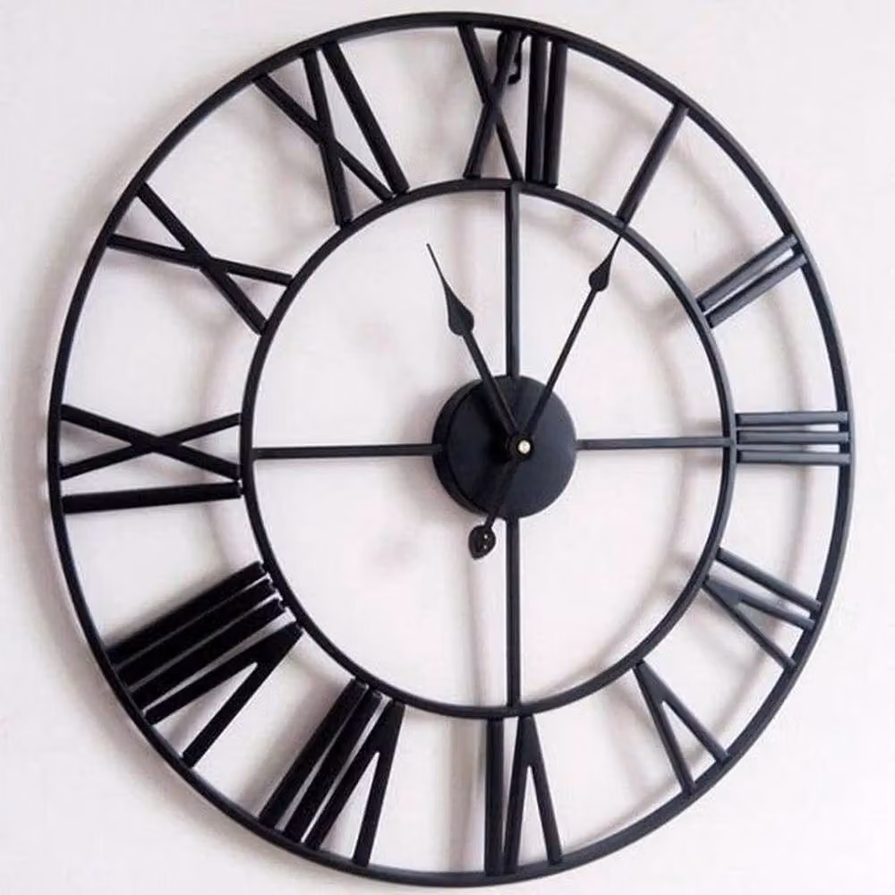 PAWNORA Modern Round Black Metal Analog Wall Clock, Diameter: 50 cm – 3