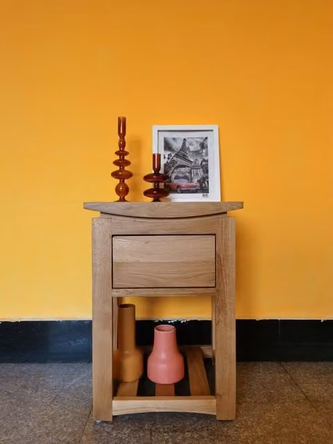 FURNITURE ONE Oak Bedside Table in Light Oak