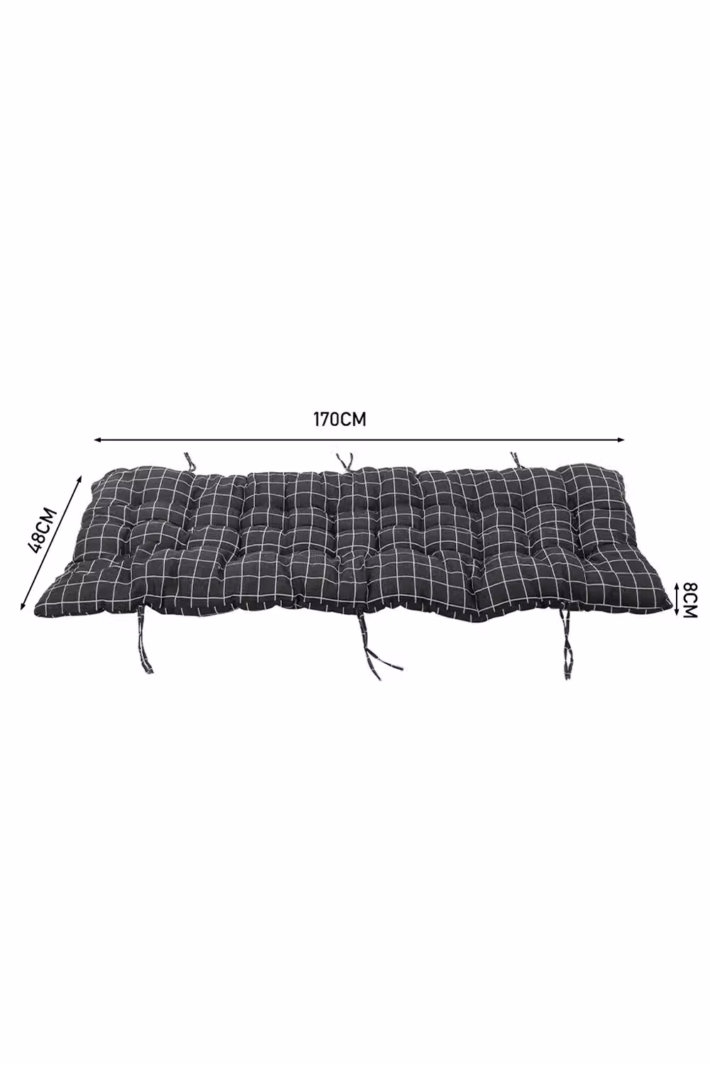 Living and Home Black Plaid Print Button Tufted Beach Chair Seat Cushion, W: 48 cm, L: 170 cm – 3