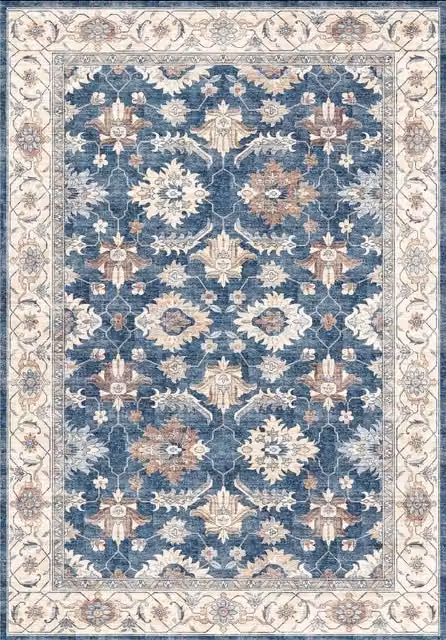 THE RUGS Jurdar Vintage Washable Blue Polyamide Non-Slip Rug, W: 160 cm, L: 230 cm