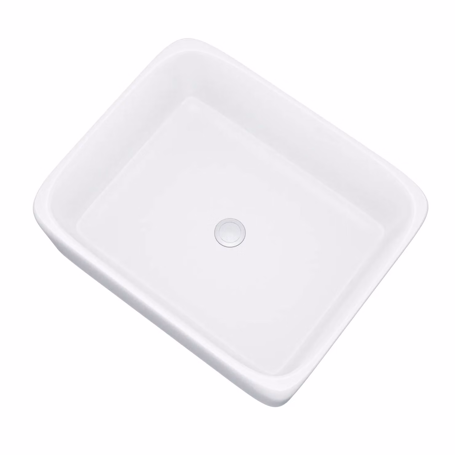 Nes Home Leven Rectangular Rounded Countertop Bathroom Basin, White, W: 48.5 cm, D: 38.0 cm – 2