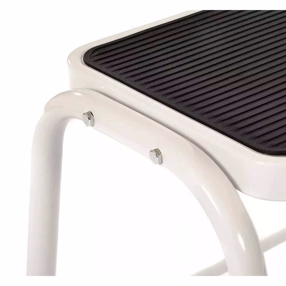 PAWNORA 2-Step Metal Ladder Step Stool with Non-Slip Rubber Feet in White – 2