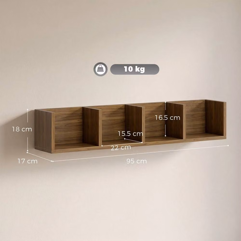 Havendro Modern Brown Wooden Wall-Mounted Media Storage Display Shelf – 2