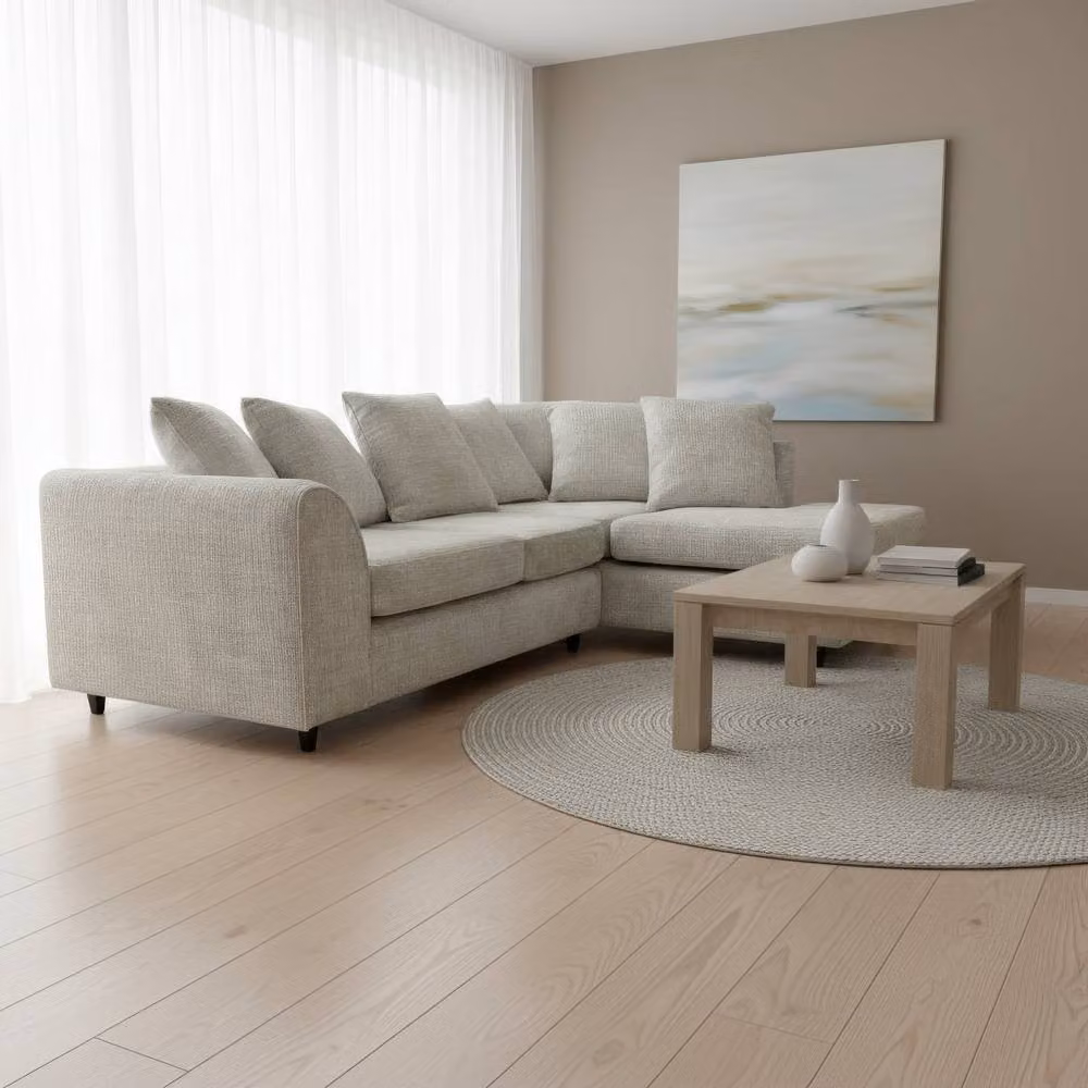 Abakus Direct Jumbo Chenille L-Shaped Corner Sofa with Right Hand Facing Chaise in White or Grey – 2