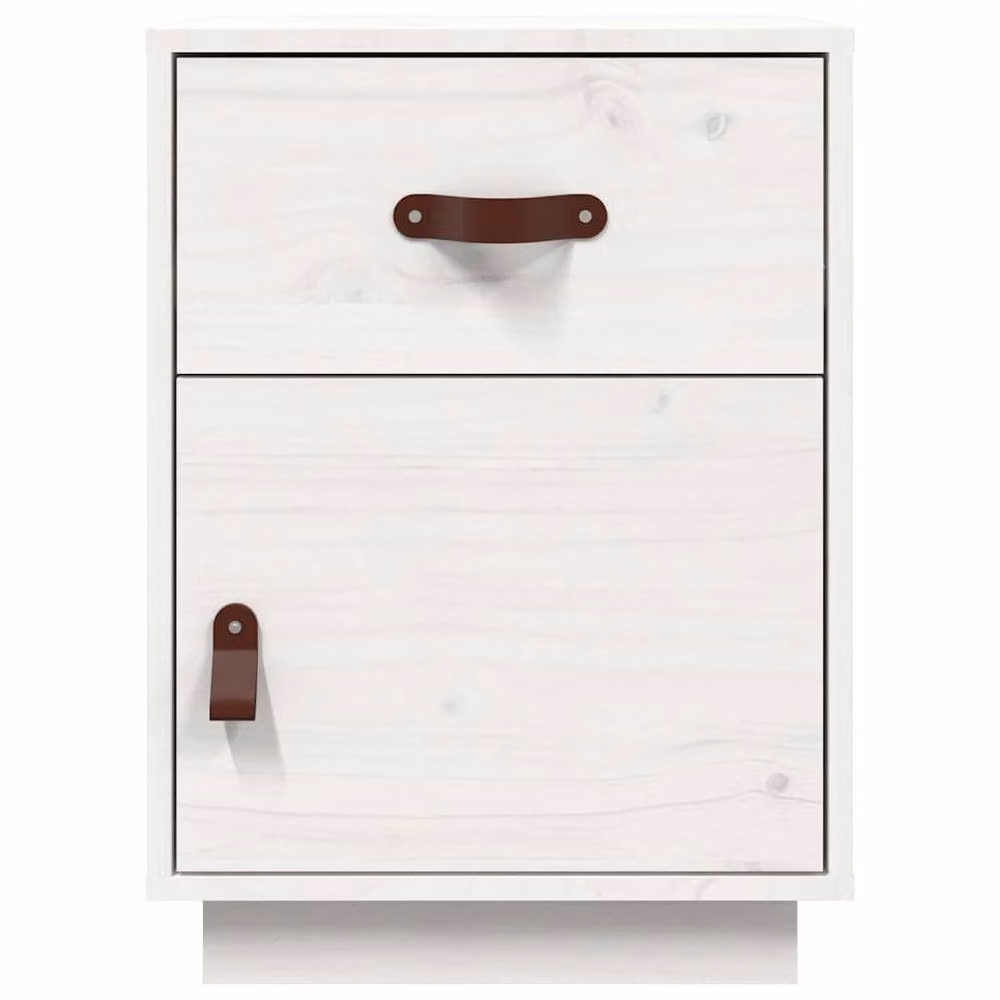 Berkfield Home Beautiful White Solid Wood Pine Bedside Cabinet W/D/H: 40 x 34 x 55 cm – 2