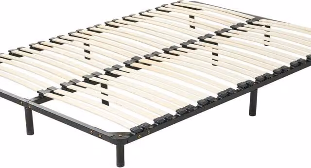 Wyld and Coco EU Double Freestanding Bed Base in Black with Steel Frame and Solid Wooden Slats
