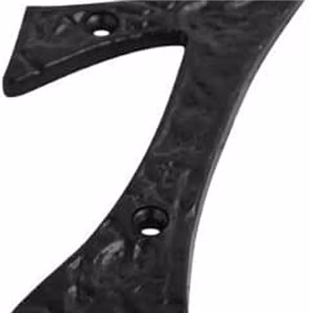 Dzina Antique Metal Door Number in Matt Black