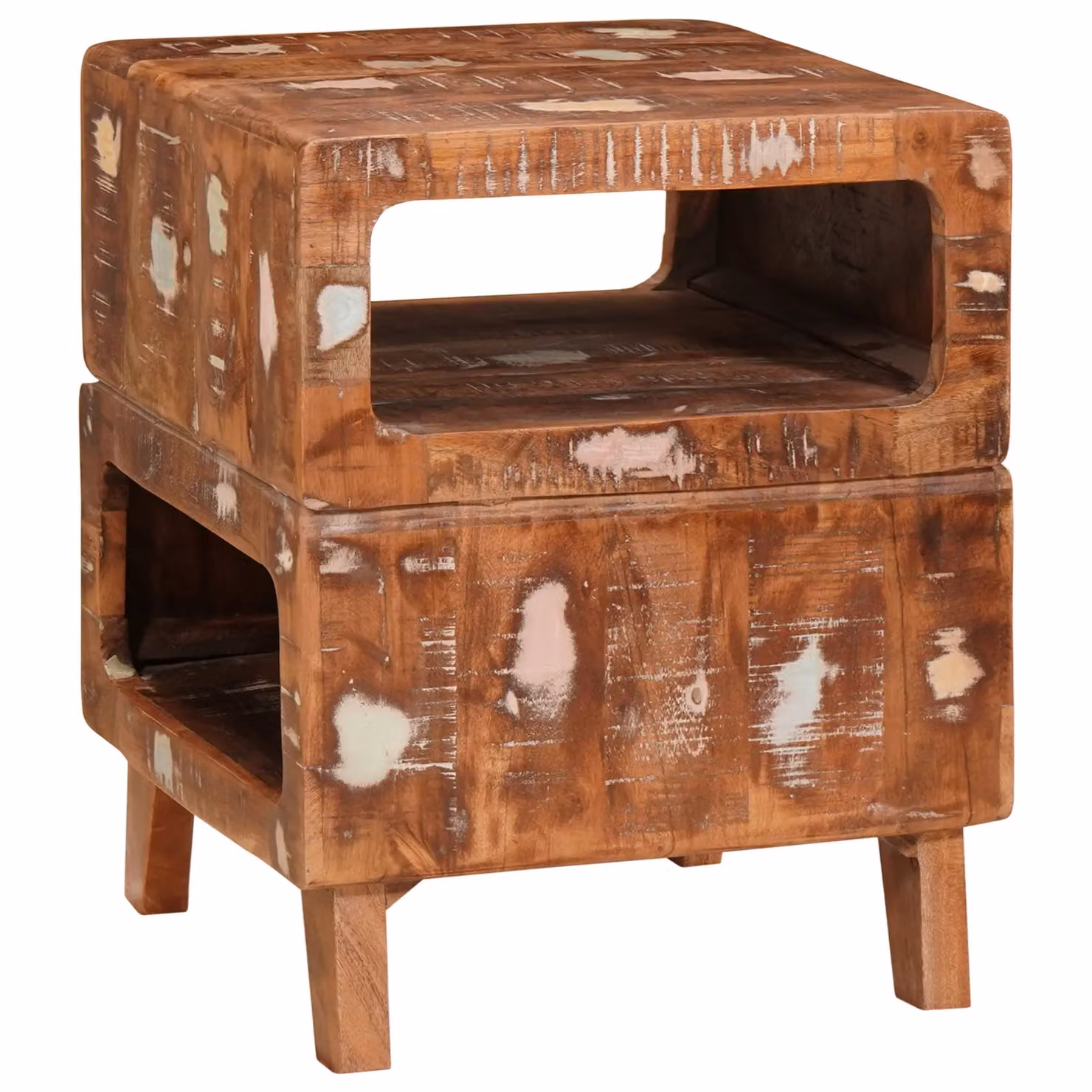 Berkfield Home Multicolour Rustic Reclaimed Wood End Tables W/D/H: 40 x 40 x 49 cm – 2