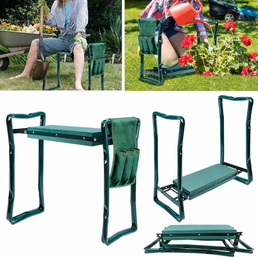 Kelvenix 2-in-1 Heavy Duty Foldable Garden Kneeler with Green Foam Seat – 4