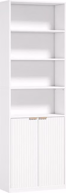 HOMCOM 6-Tier Scandinavian Style White MDF Bookcase with Adjustable Shelves and Anti-Tip Hardware, H: 182 x W: 60 x D: 24 cm – 1