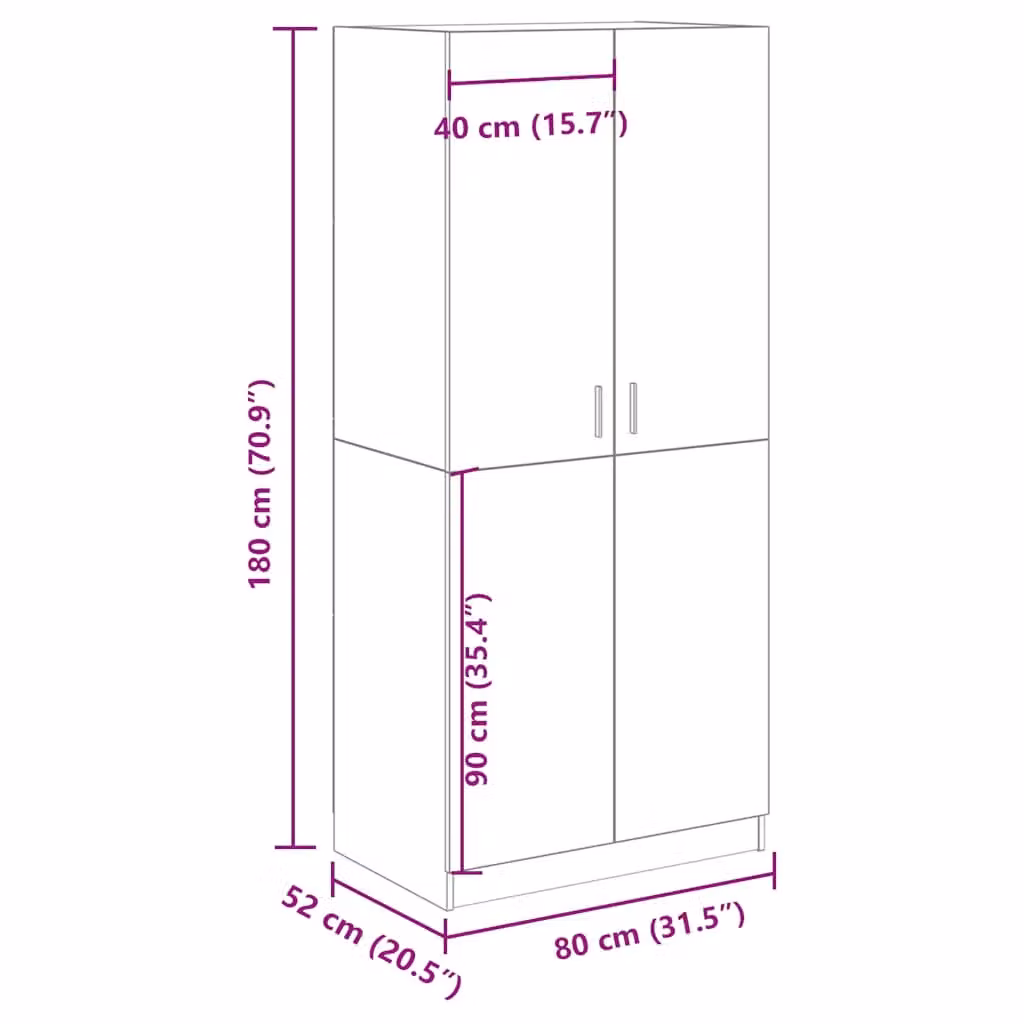 Berkfield Home Old Wood Wardrobe in Brown, W/D/H: 80 x 52 x 180 cm – 4