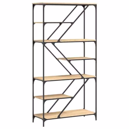 vidaXL Industrial Bookshelf in Brown, W/D/H: 91 x 36 x 176 cm, Wood and Metal