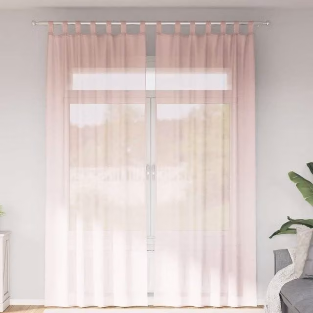 Berkfield Home Pink Voile Fabric Panel Curtains with Rod Pockets, 2 Pack