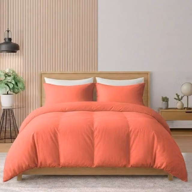 Pamposh Grace 400 Thread Count Egyptian Cotton Single Duvet Cover Set in Coral, Reversible and Breathable with Zip Closure, W/D/H: 135 x 200 cm – 1