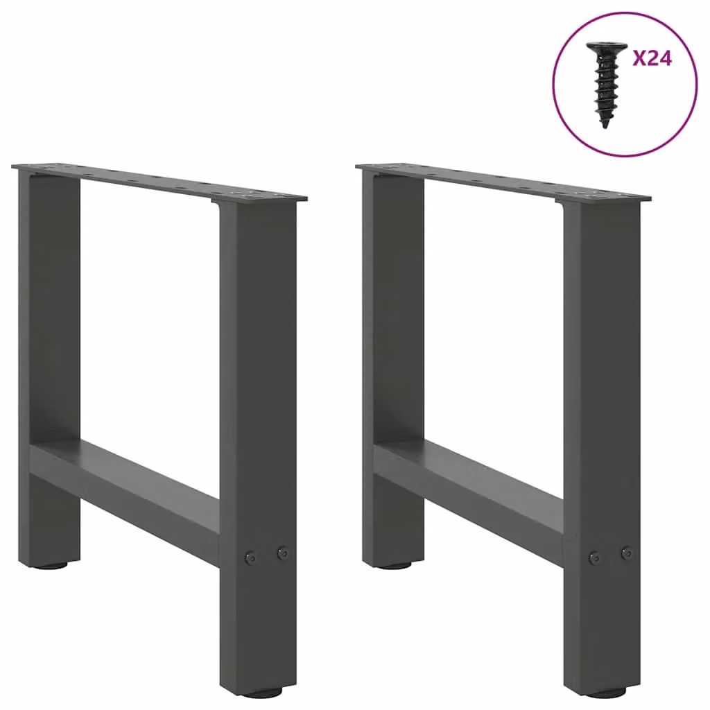 Berkfield Home Steel Coffee Table Legs in Anthracite, 2 Pieces, H: 60 cm, W: 42-43 cm – 2