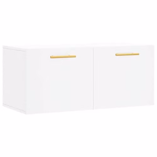 vidaXL Modern White Wall-Mounted Cabinet with Hinged Doors, W/D/H: 80 x 36.5 x 35 cm
