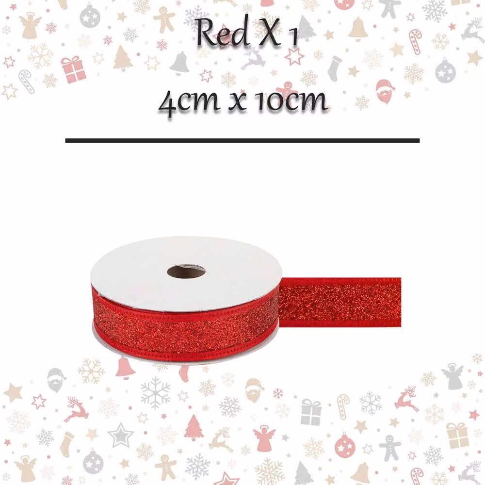 VFM e-Store Christmas Ribbon Garland Decoration in Red, W/H: 4 x 10 cm – 2