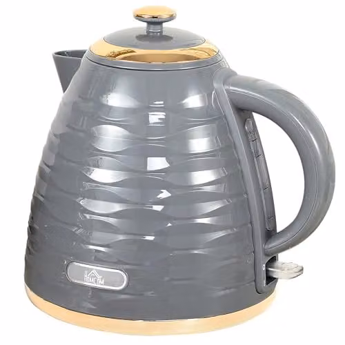 HOMCOM 3kW Cordless Electric Kettle with Auto Shut-off and Limescale Filter, Grey, 1.7 l