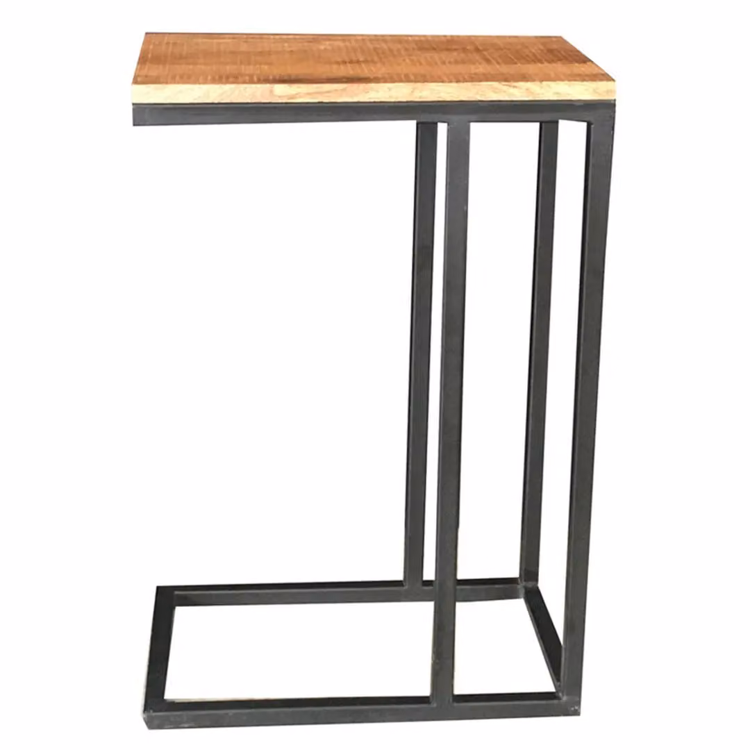 Jaipur Furniture Ltd Industrial Mango Wood and Iron Side Table, Brown, W: 40 cm, D: 25 cm, H: 60 cm – 2