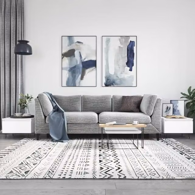 Berkfield Home Set of 2 Modern White Nesting Coffee Tables, W/D/H: 50 x 46 x 35 cm