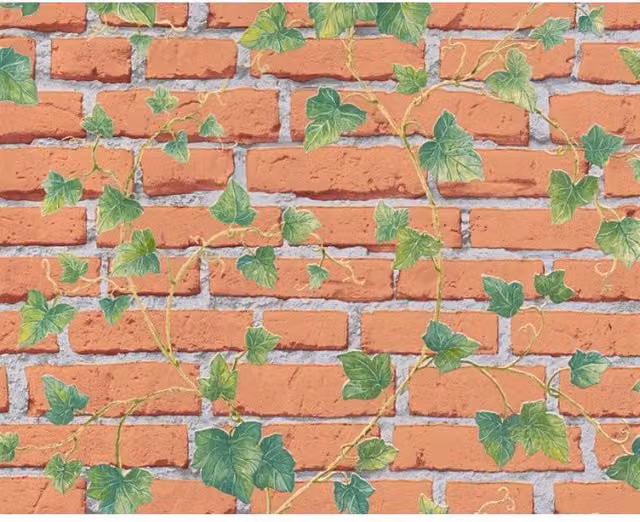 A.S. Création Ivy Brick Design Botanical Floral Wallpaper in Red, Green and Grey