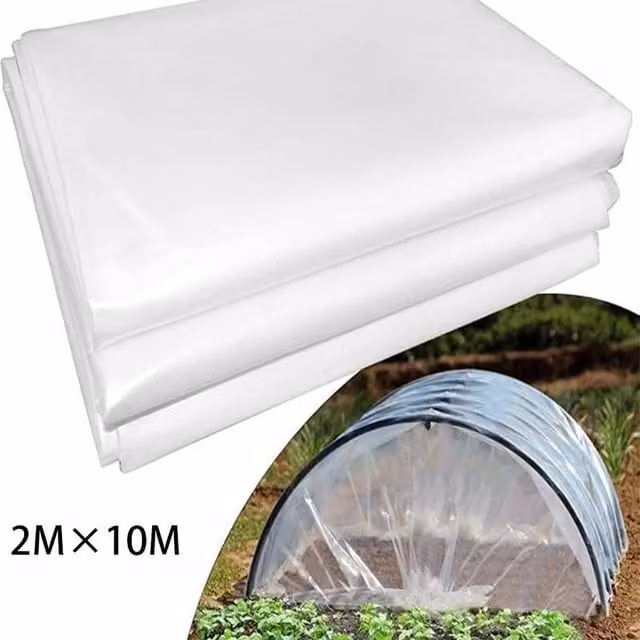 FLAVORA Extra Thick Heavy Duty Clear Polythene Sheeting, Transparent Plastic Growing Aid, W: 2 m, L: 10 m – 1
