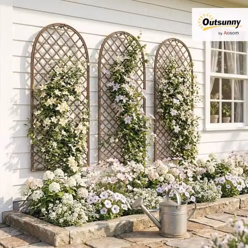Outsunny Decorative Garden Trellis with Dome Top for Climbing Plants, Brown Wood Finish – 2