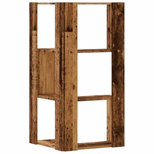 vidaXL 3-Tier Corner Bookcase in Brown Old Wood, W/D/H: 50 x 50 x 102 cm – 4