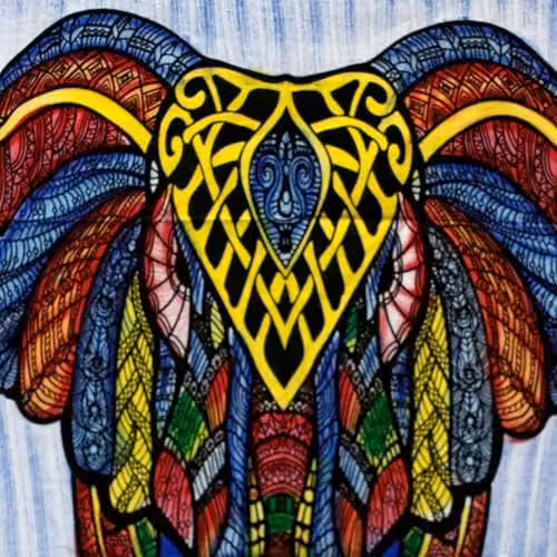 Ancient Wisdom Handbrushed Cotton Elephant Textile Wall Hanging, Multicolour – 2