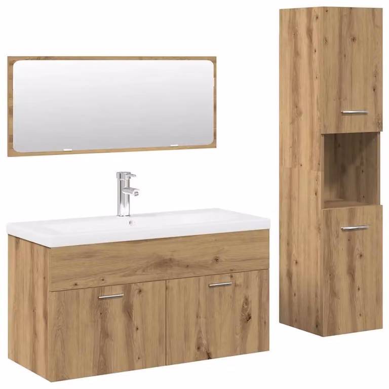 Berkfield Home 4 Piece Modern Bathroom Furniture Set in Artisan Oak Brown