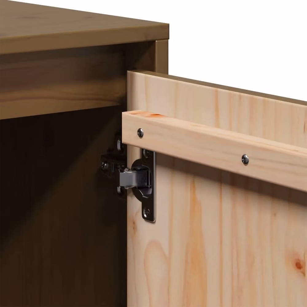Berkfield Home TV Cabinet in Honey Brown Solid Pine Wood, W/D/H: 110.5 x 35 x 44 cm – 4