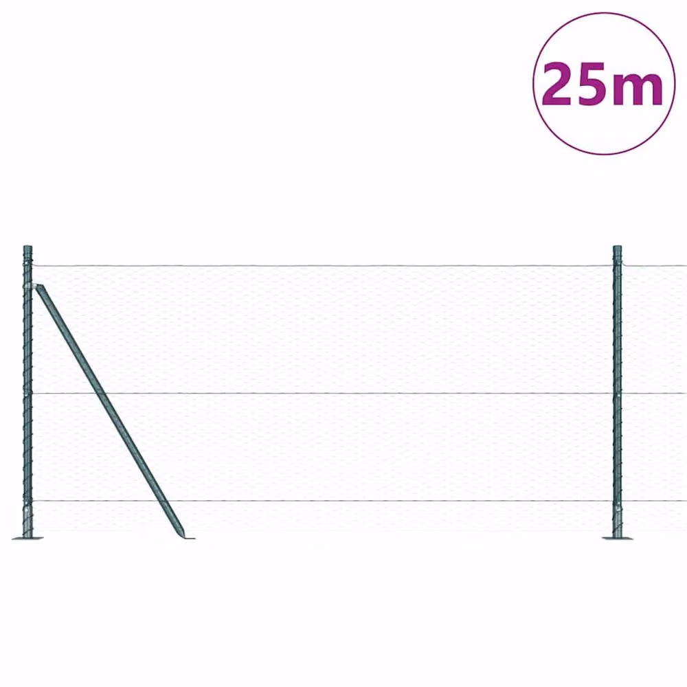 Berkfield Home Green Steel Hexagon Fence, H 0.8 m x W 25 m – 2
