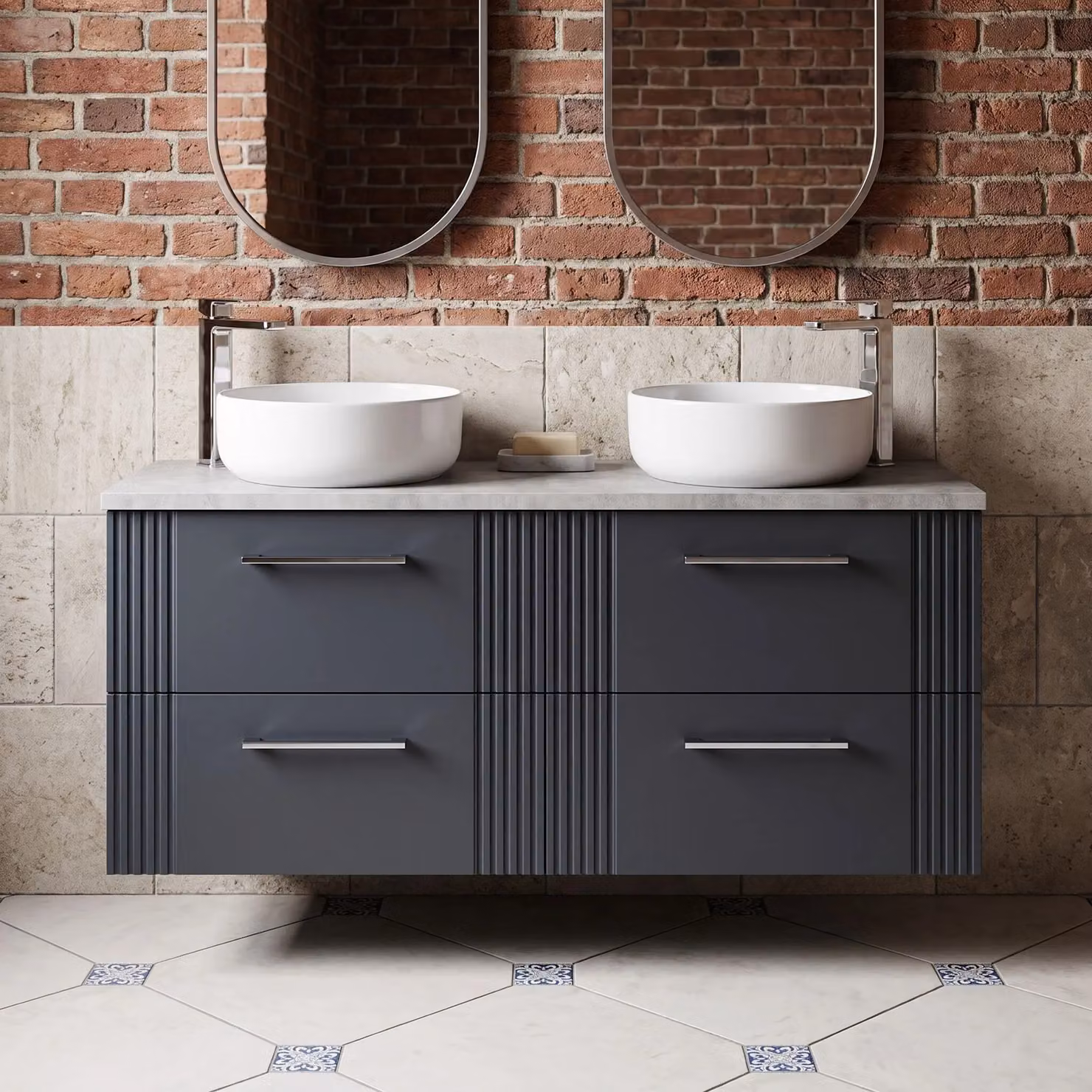 Balterley Wall Mounted 4 Drawer Bathroom Vanity Unit in Grey with Soft Close Doors, W/D/H: 120.0 x 45.5 x 54.5 cm – 5