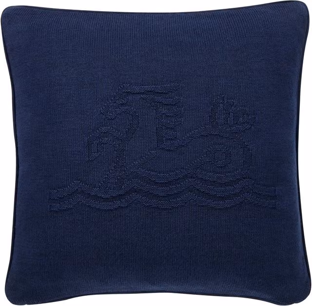 Bedeck of Belfast Signature Knit Cotton Cushion, Blue, W/D/H: 45 x 45 x 45 cm