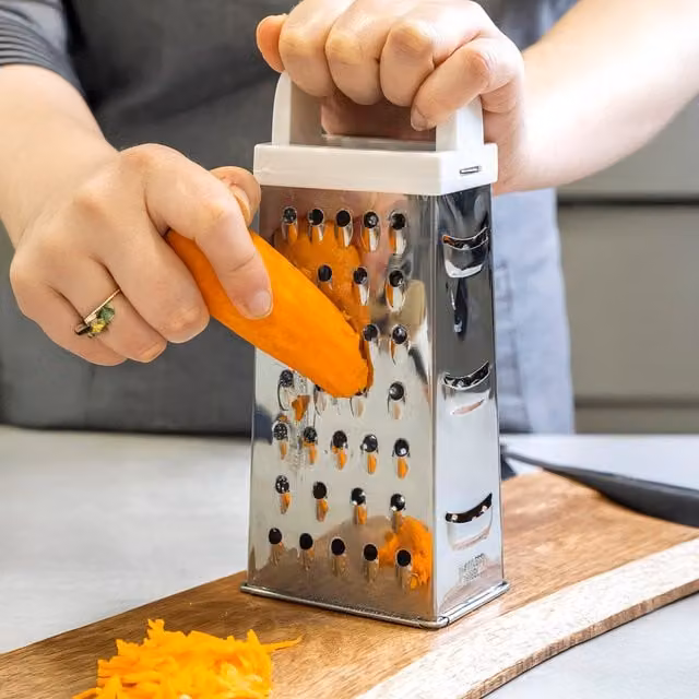 KitchenCraft Red Stainless Steel Four Sided Box Grater, 20 cm