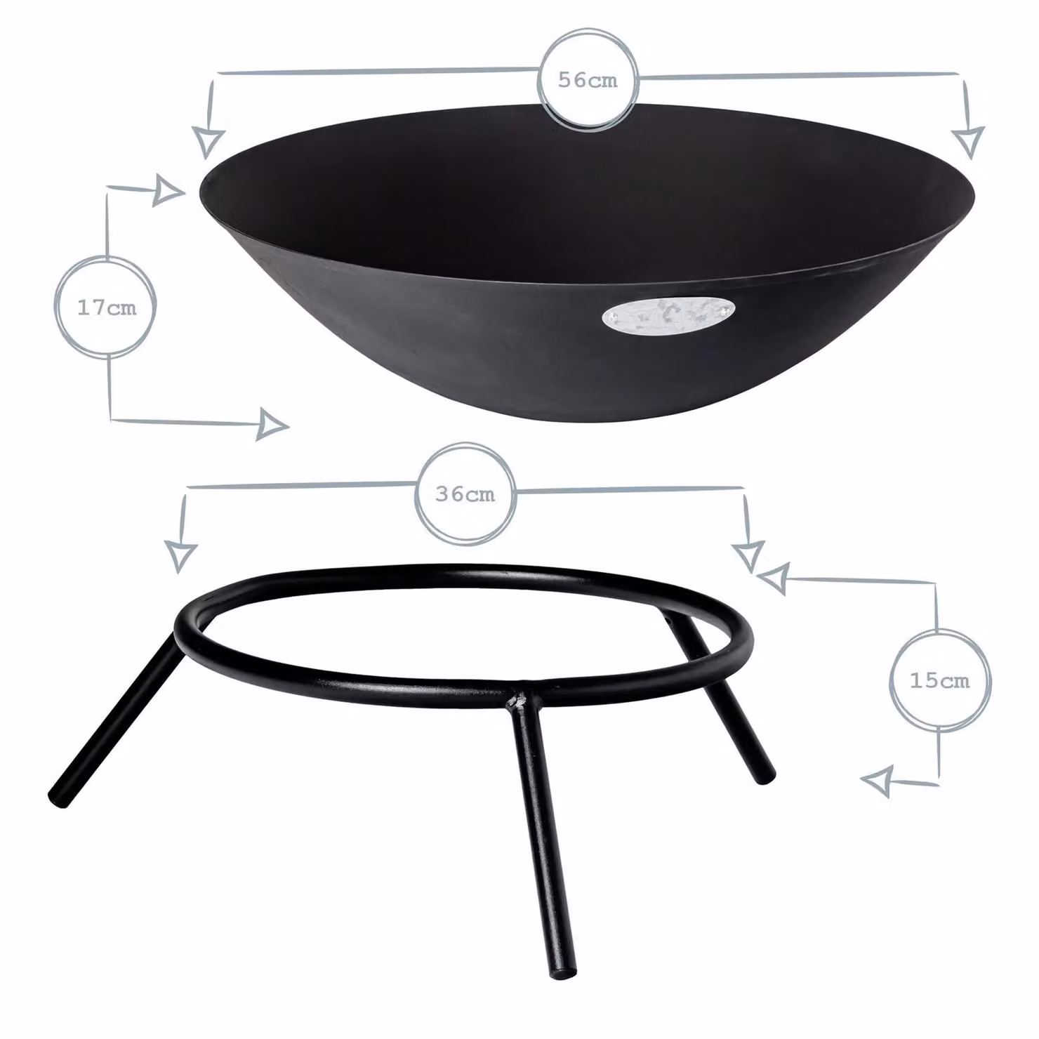 Harbour Housewares Black Cast Iron and Steel Fire Bowl, Diameter: 56 cm – 5