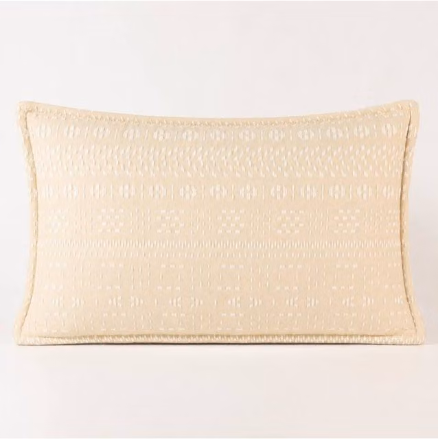 KDMD Soft Stone Classic Cotton Lumbar Cushion Cover in Beige, W: 30 cm, H: 50 cm – 1