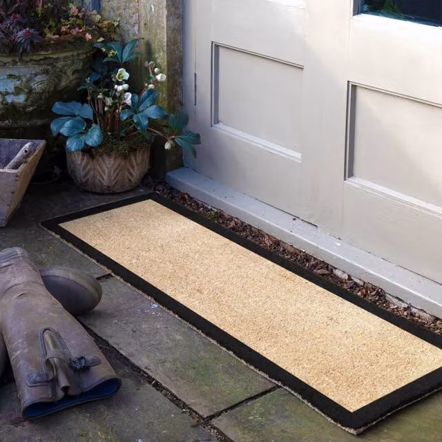 Artsy Mats Black Border Coir Doormat in Beige and Black, W/D: 120 x 40 cm – 1