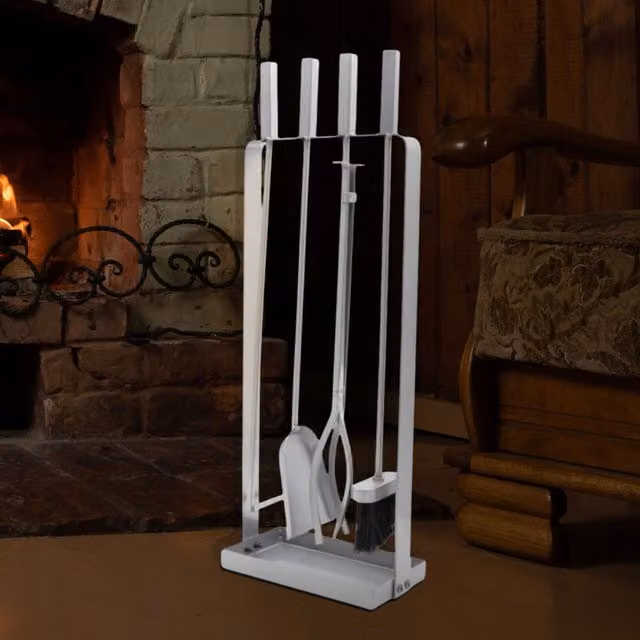 Marco Paul Silver 5 Piece Modern Companion Set for Wood Burners and Firesides – 1