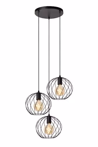 Lucide Danza Black Metal Pendant Light, Diameter: 50 cm