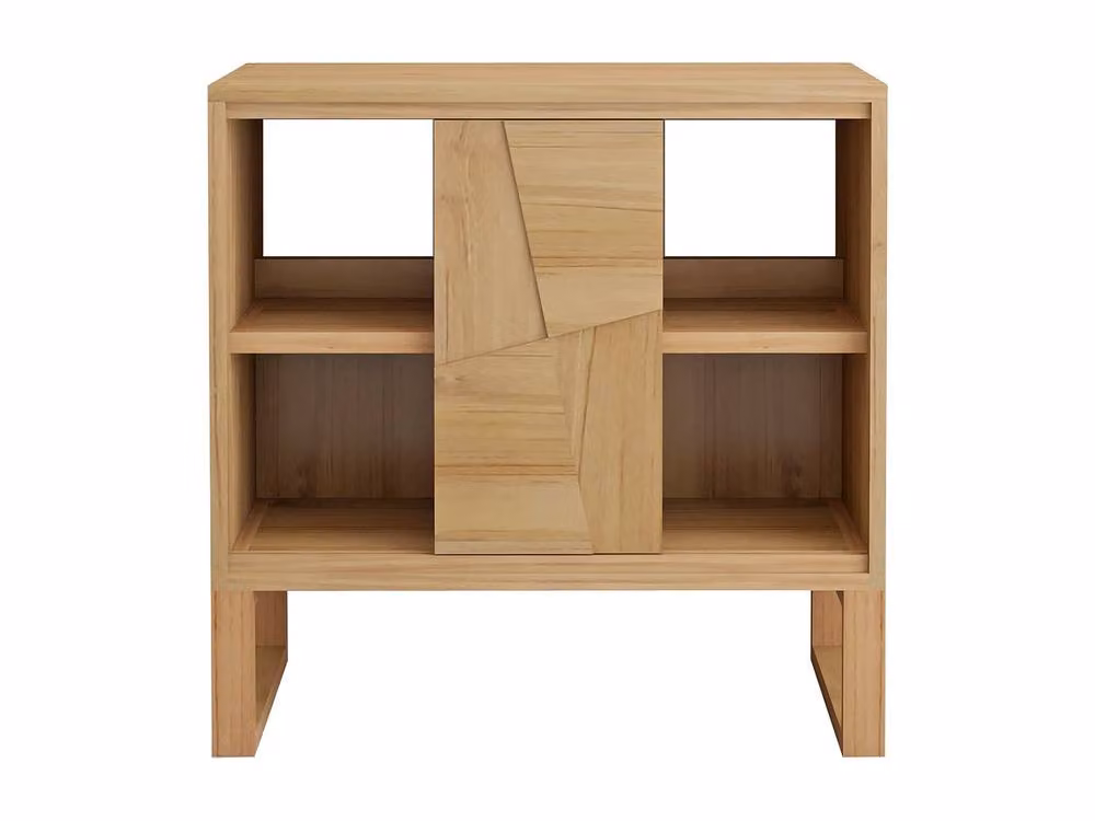 Vente-unique MATARAM Freestanding Teak Bathroom Vanity Unit in Light Oak, Width: 80 cm – 2