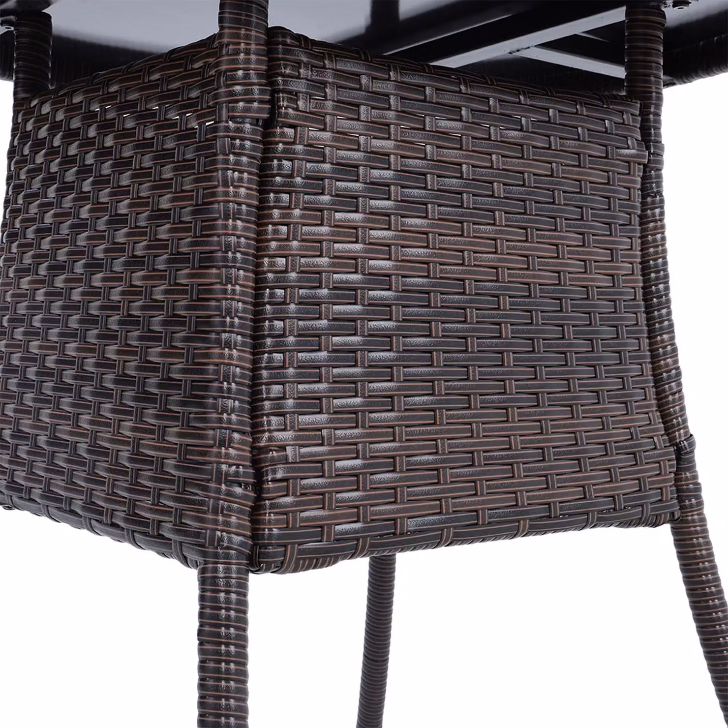Living and Home Brown Wicker 4 Seater Garden Dining Table with Tempered Glass Top and Parasol Hole – 7